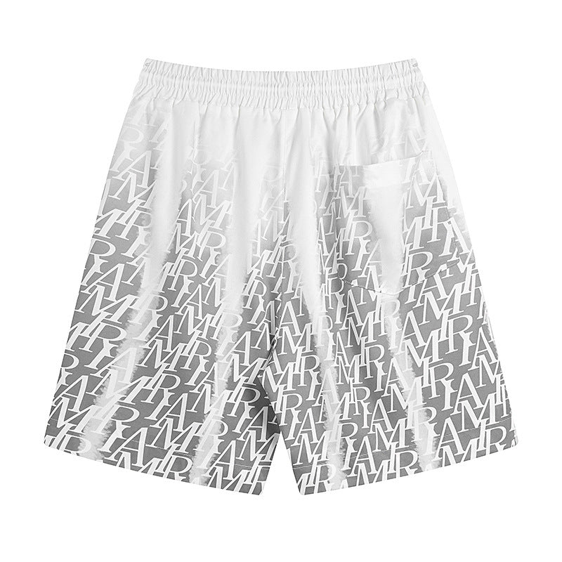 AMRI logo-print gradient silk shorts