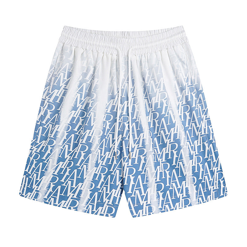 AMRI logo-print gradient silk shorts