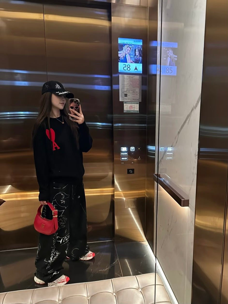 AMI Paris Heart Letter Knitted Sweater