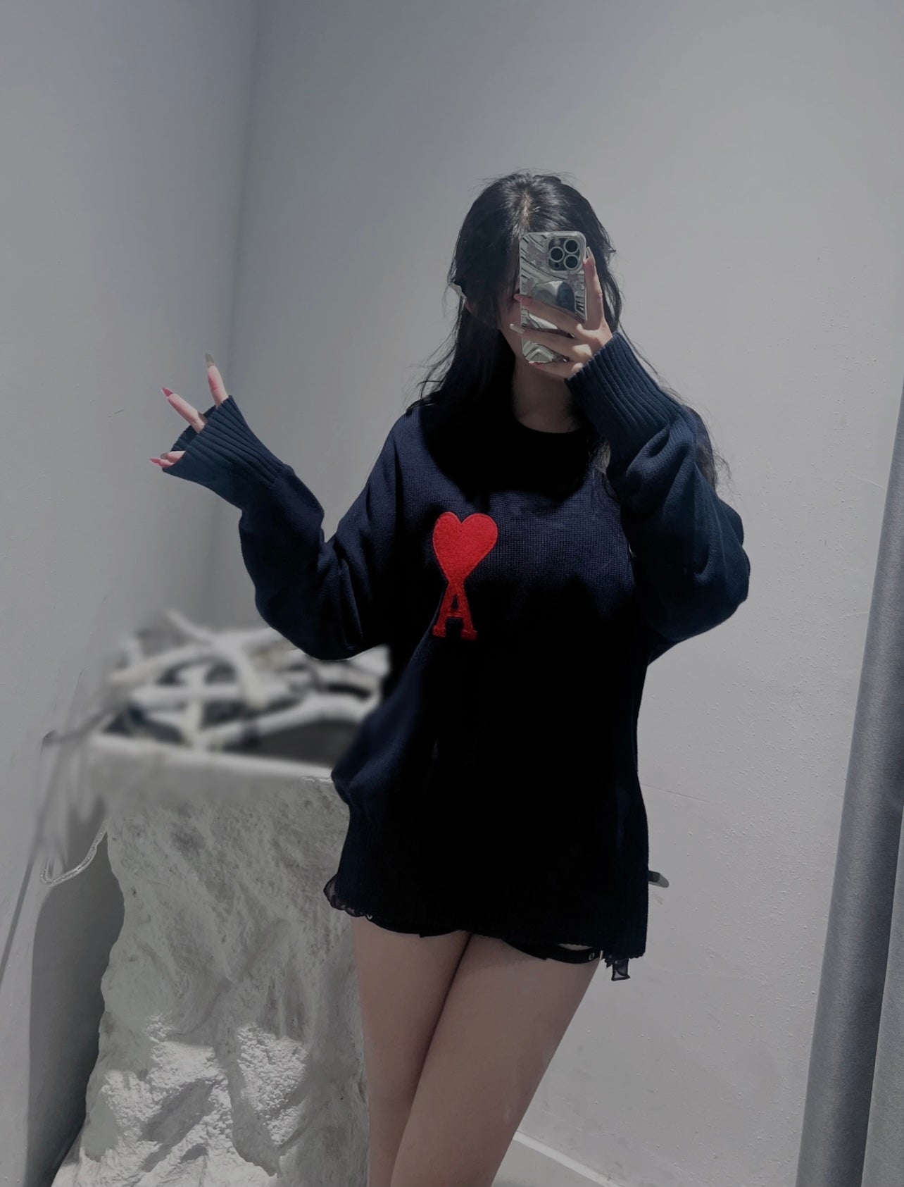 AMI Paris Heart Letter Knitted Sweater