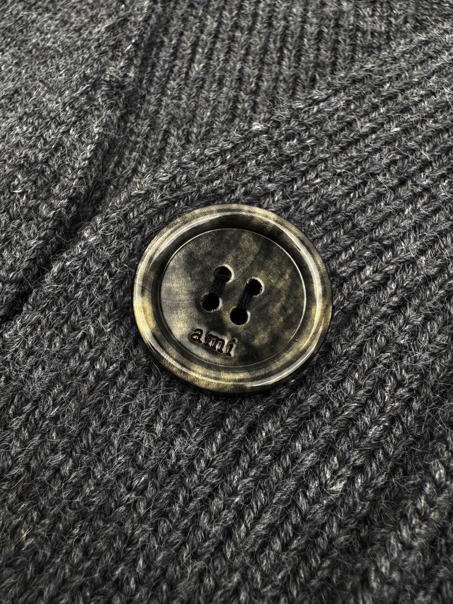 Ami Paris Heart Jacquard Merino Cardigan